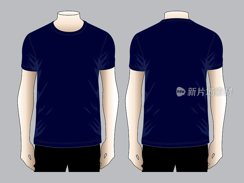 Navy Blue T-Shirt Vector for Template